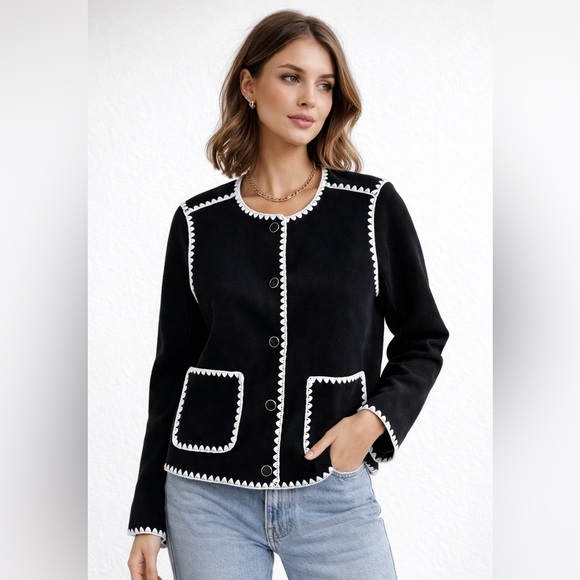 bagatelle Jackets & Blazers - Bagatelle Black Jacket White Trim • Chanel Inspired Blazer Cardigan